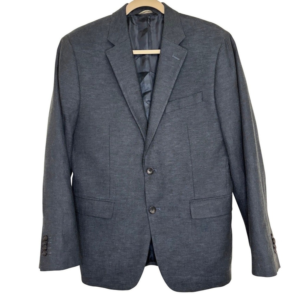 Banana Republic Linen Cotton Mens 38S Standard Fit Navy Blue Blazer Sport Coat